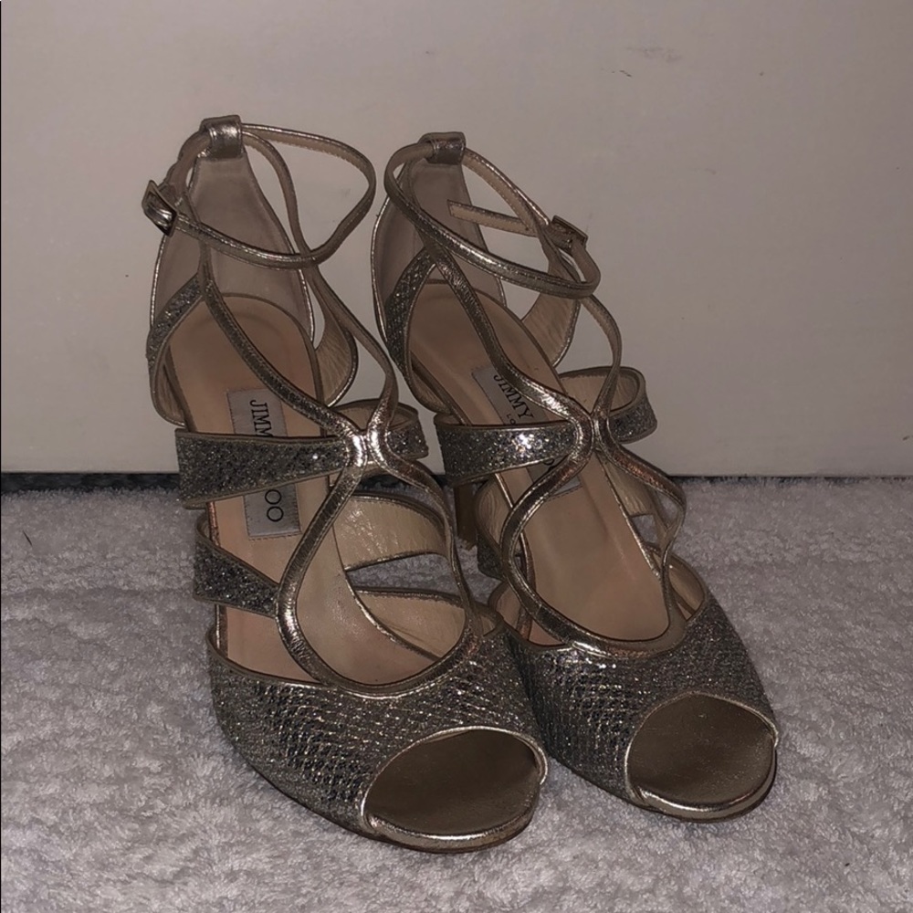 jimmy choo silver and gold heels